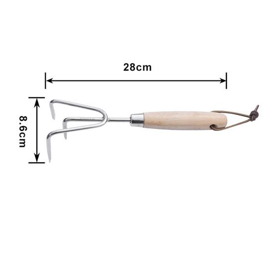 Bamboo handle 3prong cultivator